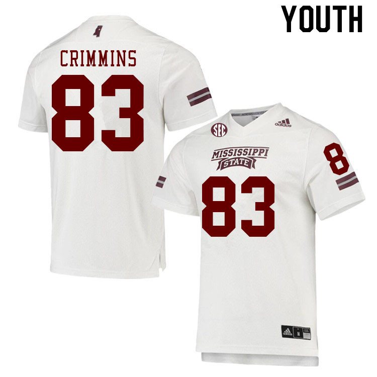 Youth #83 Keelan Crimmins Mississippi State Bulldogs College Football Jerseys Stitched Sale-White